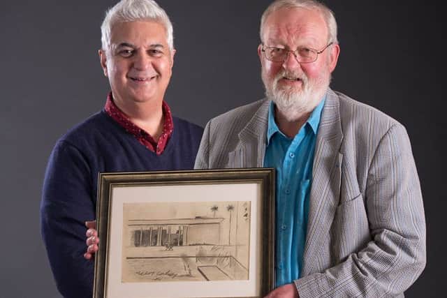 Gallery owner Steven Lord (left) with collector Nick Yates