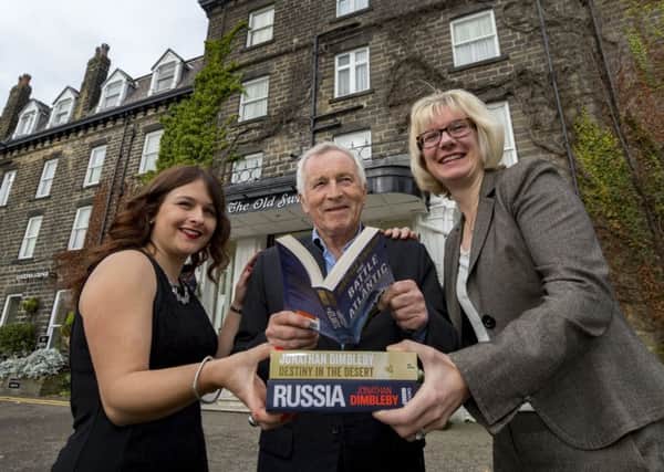 Gemma Rowland, operations manager for Harrogate International Festivals, with guest speaker Jonathan Dimbleby, and chairman Fiona Movley