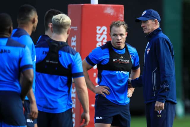 England's coach Wayne Bennett (right) during the training session at the Honourable Artillery Company earlier this week. Picture: John Walton/PA.