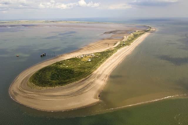 An aerial view of Spurn Point.