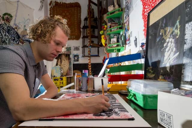 Creativity: William Vinegrad, working in his part of the studio at the Ground Gallery in Hull. (Picture: James Hardisty).