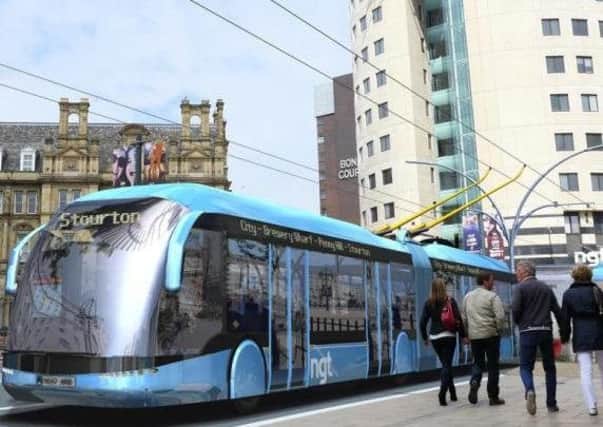 An artist's impression of the trolleybus scheme in Leeds which was rejected by the Department for Transport.