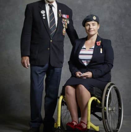 Royal Naval veteran Jim Radford and Anna Pollock, of North Yorkshire, who have taken part in the new interactive video installation.  Pic: Royal British Legion/PA Wire.