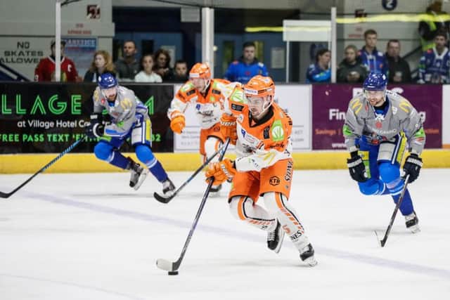 WE MEET AGAIN: Sheffield Steelers' Christoffer BjÃ¶rklund attempts to get an attack going when his team visited Coventry Blaze earlier this year in the Challenge Cup. Picture: Scott Wiggins.