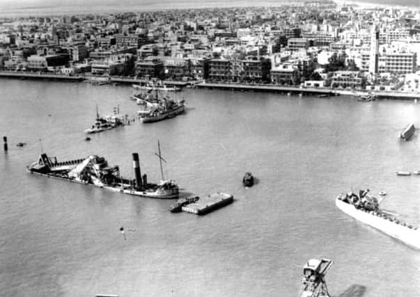Sunken ships in the Suez Canal.