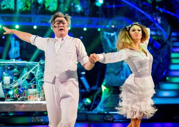 For use in UK, Ireland or Benelux countries only 

Undated BBC handout photo of Ed Balls MP and Katya Jones during Saturday's live edition of the BBC1 show, Strictly Come Dancing. PRESS ASSOCIATION Photo. Picture date: Saturday October 29, 2016. See PA story SHOWBIZ Strictly. Photo credit should read: Guy Levy/BBC/PA Wire

NOTE TO EDITORS: Not for use more than 21 days after issue. You may use this picture without charge only for the purpose of publicising or reporting on current BBC programming, personnel or other BBC output or activity within 21 days of issue. Any use after that time MUST be cleared through BBC Picture Publicity. Please credit the image to the BBC and any named photographer or independent programme maker, as described in the caption.