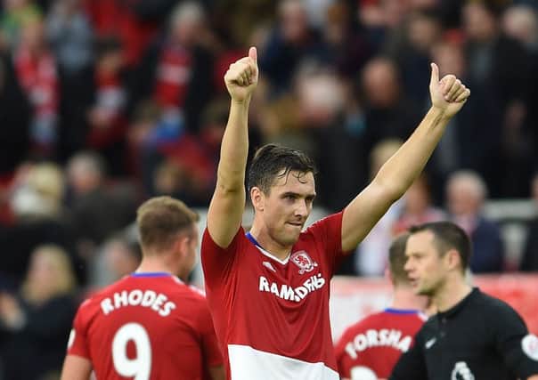 Middlesbrough's Stewart Downing applauds the fans at the Riverside Stadium. Picture: Ryan Browne/PA