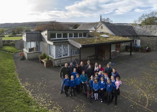 Pupils, parents, and supporters at the school in Horton-in-Ribblesdale who are fighting against the closure. Picture: James Hardisty.