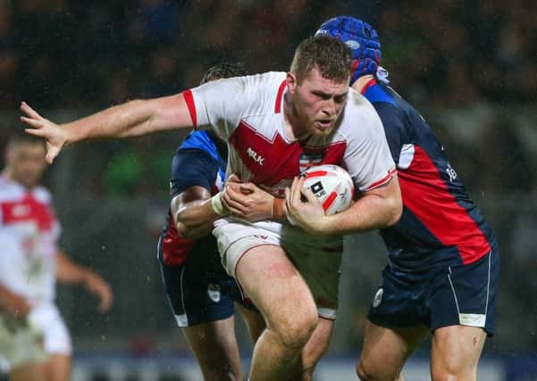 England's Scott Taylor in action.