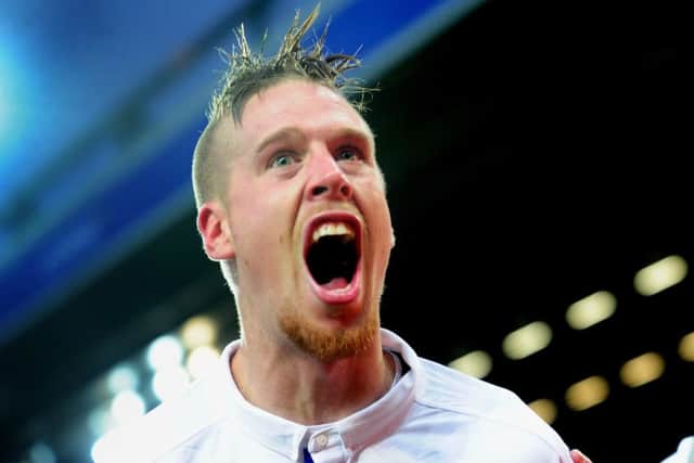 WINNER: Leedss Pontus Jansson celebrates scoring against Norwich. Picture: Simon Hulme