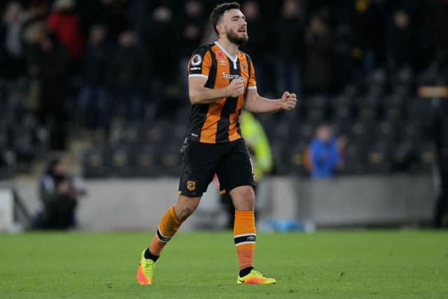 Hull City's Robert Snodgrass celebrates his team's win. Picture: Richard Sellers/PA