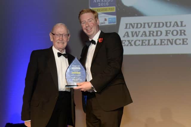 Mark Casci of The Yorkshire Post presents the individual award to Jack Tordoff