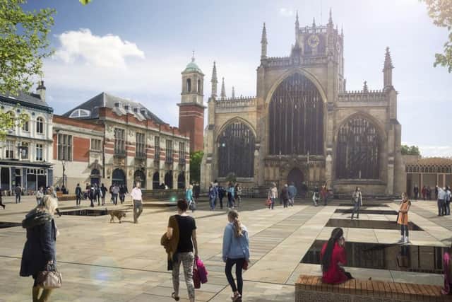Artist's impression of Trinity Square - outside "Hull Minster"