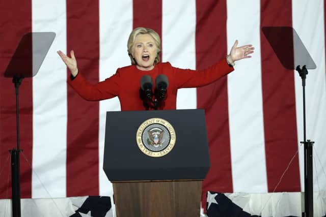 Democratic presidential candidate Hillary Clinton speaks during a campaign event in Philadelphia.