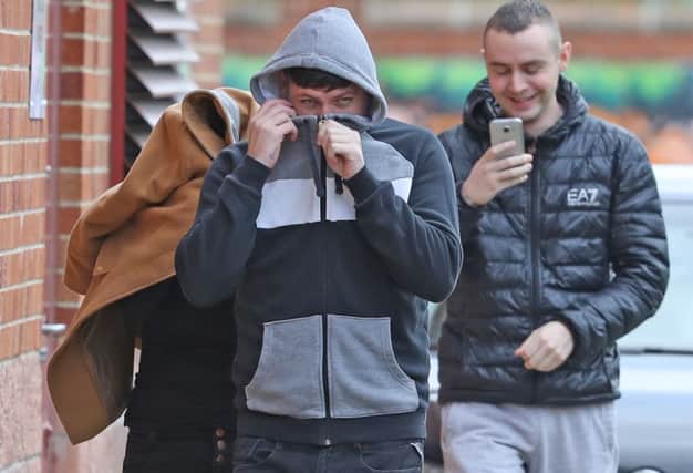 Steven Knox (centre) at Peterlee Magistrates' Court