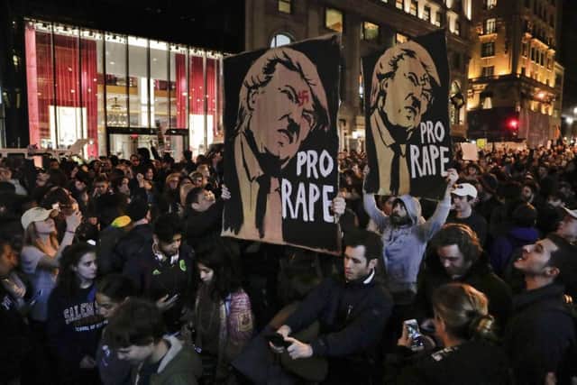 Protesters in New York, in opposition of Donald Trump's presidential election victory.