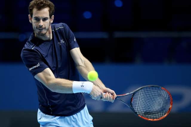 Andy Murray during practice at The O2, London. Picture: Steve Paston/PA