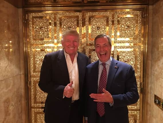 Thumbs up: Donald Trump with  Nigel Farage, who has become the first British politician to meet the President-elect.