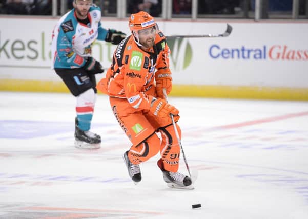 ON TARGET: Sheffield Steelers' John Armstrong got omn the scoresheet in the second period against Dundee Stars. Picture: Dean Woolley.