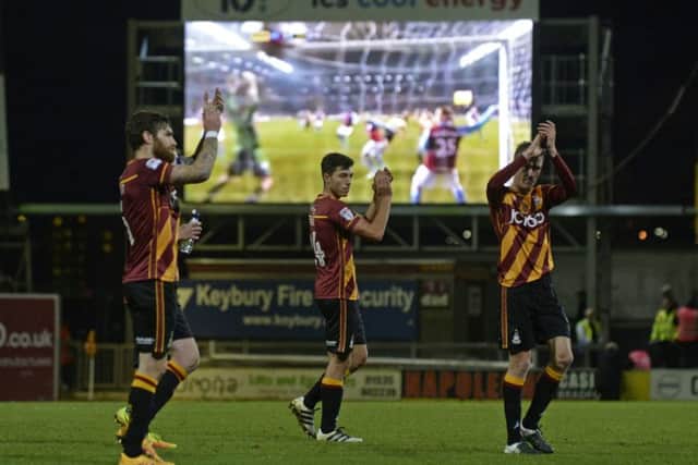 Bradford City's players applaud the crowd after Saturday's 4-0 win against Rochdale.  Picture Bruce Rollinson