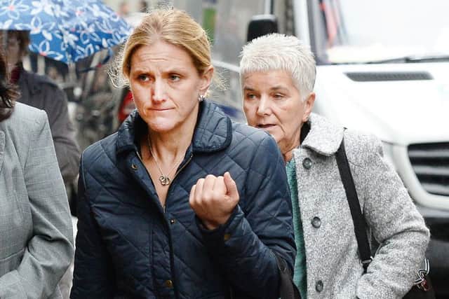Kim Leadbeater, the sister of murdered MP Jo Cox, with their mother Jean, at the Old Bailey