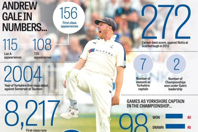 Andrew Gale's career in numbers (Graphic: Graeme Bandeira)