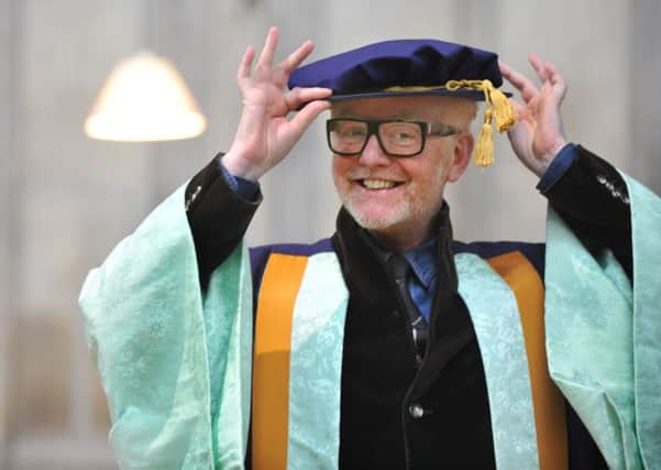 Chris Evans gets gowned up, to receive an honorary degree  from York St John University at York Minster.