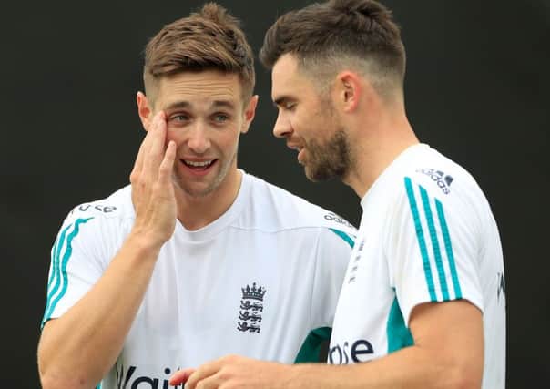 Chris Woakes was replaced by James Anderson for the second Test due to a knee injury.