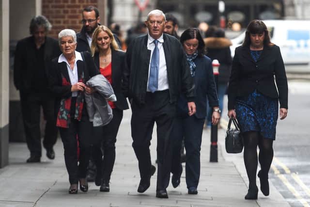 The family of Jo Cox, Jean Leadbetter (mother), Kim Leadbetter (Sister) and Gordon Leadbetter (Father) arrive at the Old Bailey. Picture: SWNS