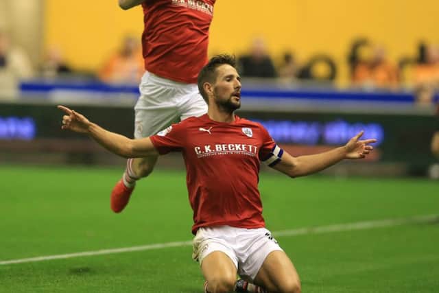 Barnsley's Conor Hourihane celebrates scoring at Wolves (Picture: PA)
