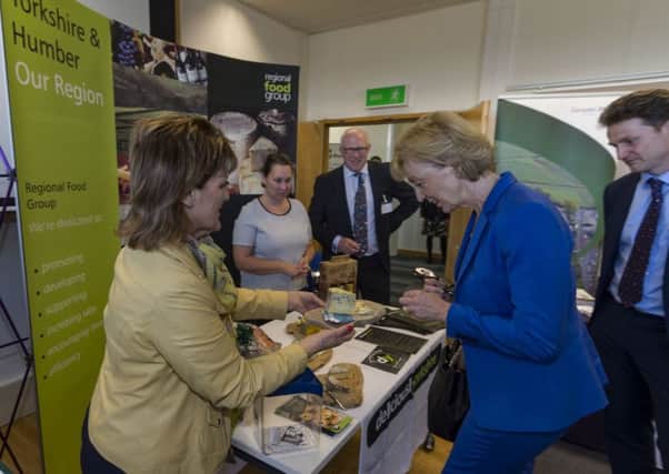 Andrea Leadsom, Secretary of State for Environment Food and Rural Affairs, during her visit to the Food Innovation Network, held at the National Agri-Food Innovation Centre, Sand Hutton, near York.