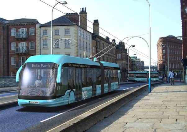 The NGT New Generation Transport Leeds Trolleybus as it would have looked
