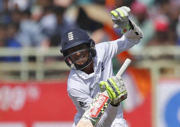 Haseeb Hameed batting to the approval of Sir Geoffrey Boycott in India on Sunday.