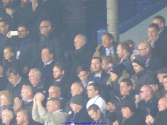 Andrea Radrizzani pictured far left, holding up a mobile phone, at yesterday's game between Leeds United and Newcastle United.