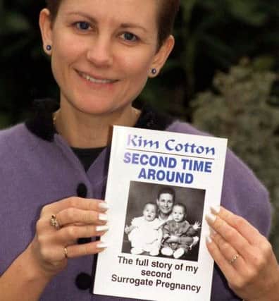 Kim Cotton in the early 1990s after her second surrogate pregnancy.  PA Photo/John Stillwell