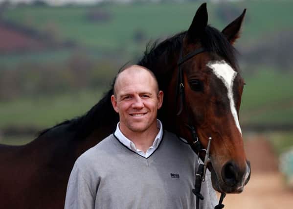 Part owner Mike Tindall with Monbeg Dude.