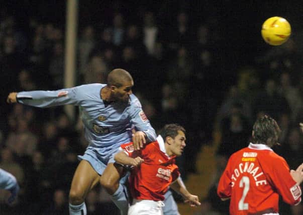 Leeds United's Clarke Carlisle his the crossbar three times against Rotherham United in November 2004 (Pictures: Dan Oxtoby)