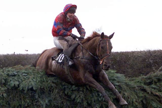 SLOW WIN: Red Marauder and Richard Guest clear Beechers Brook on the second circuit during the 2001 Grand National at Aintree. Picture: David Davies/PA.