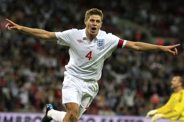 Steven Gerrard celebrates scoring for England in 2010 (Photo: PA)