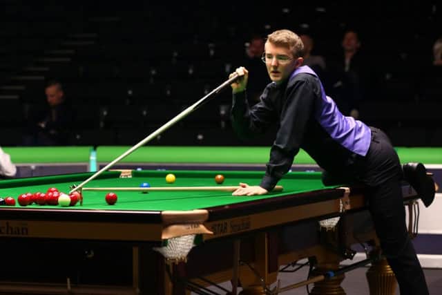 Christopher Keogan in action during his first round match against Ali Carter.