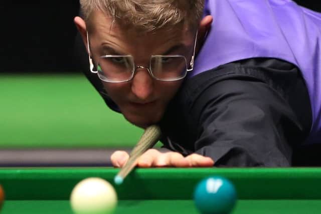 Christopher Keogan in action during his first round match against Ali Carter.