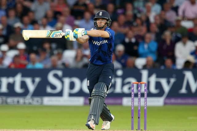 England's Jos Buttler hits out during the First One Day International at Trent Bridge, Nottingham.