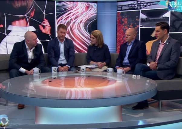 From left: Jason Dunford, Steve Walters, host Victoria Derbyshire, Chris Unsworth, Andy Woodward speaking to BBC's Victoria Derbyshire programme.