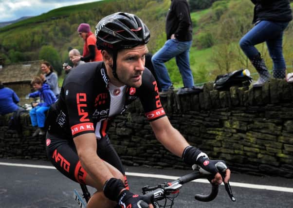 Tom Barras NFTO climbs up Scapegoat Hill out of Slaithwaite on the Tour de Yorkshire in 2015.  Picture Bruce Rollinson