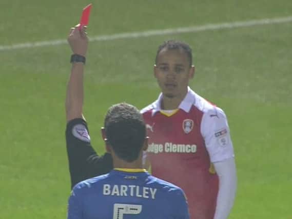 Peter Odemwingie was sent off for elbowing Liam Cooper