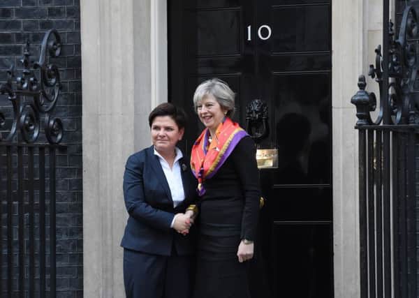 Theresa May welcomes Polish Prime Minister Beata Szydlo to 10 Downing Street