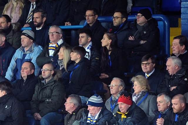 Andrea Radrizzani, back row second from the right, pictured at Leeds' 2-0 defeat to Newcastle United.