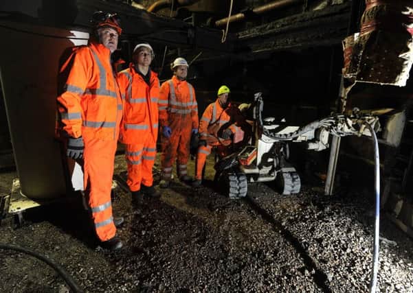 Miners on one of the last shifts at Kellingley Colliery.