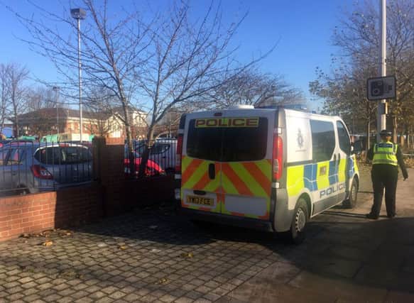 The cordoned-off scene around Charles Street, in Hull, where a 31-year-old man was shot and injured by police "following reports of concerns for the safety of the public".