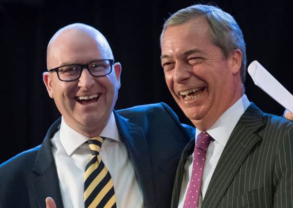 Paul Nuttall with Nigel Farage after he was announced as the new Ukip leader